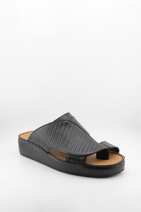 DFC Relax Men Embossed Print Leather Slide Sandals